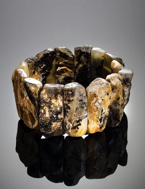 Браслет из натурального текстурного янтаря с природной корочкой «Помпеи», 904908405