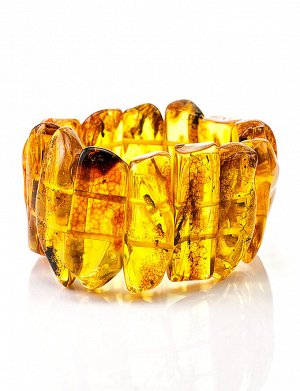 Стильный браслет из натурального балтийского янтаря золотисто-коньячного цвета «Помпеи», 705103387
