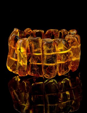 Стильный браслет из натурального балтийского янтаря золотисто-коньячного цвета «Помпеи», 705103387