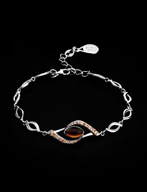 Лёгкий изящный браслет «Ренессанс», украшенный янтарём и фианитами