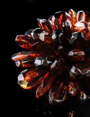 Роскошная брошь-кулон из натурального балтийского янтаря «Хризантема алмазная грань», 707902301