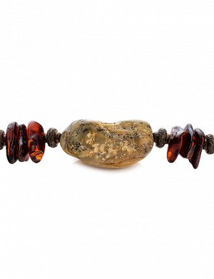 Эффектное крупное ожерелье «Индонезия» из натурального цельного янтаря