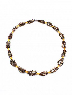 Бусы из натурального янтаря вишневого и золотистого цвета «Косичка», 5004105224