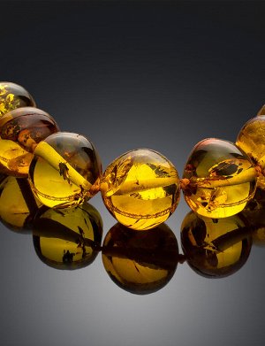 Яркие бусы из натурального балтийского янтаря «Мятый шар золотистый», 800210250