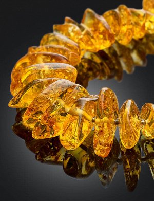 Нарядные бусы из натурального цельного янтаря «Чипсы коньячные золотистые», 800411065