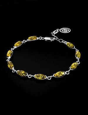 Нежный браслет из натурального зелёного янтаря «Маркиз»