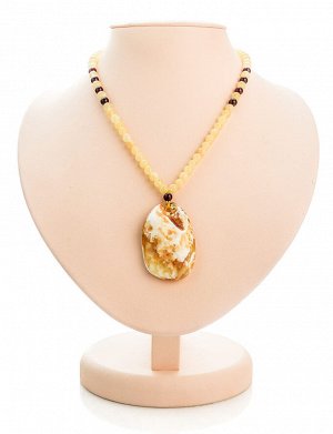 Ожерелье с подвеской из натурального цельного пейзажного янтаря «Лаура», 806110282
