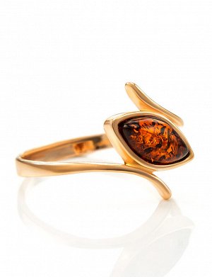 Нежное лёгкое кольцо «Адажио» из золота с коньячным янтарём, 706207223