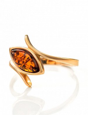 Нежное лёгкое кольцо «Адажио» из золота с коньячным янтарём, 706207223