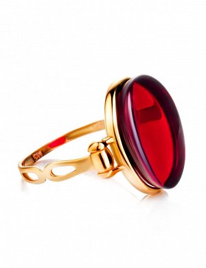 Золотое кольцо с овальной вставкой из красного янтаря «Сангрил», 906208752