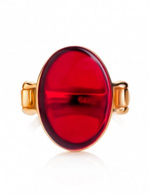 Золотое кольцо с овальной вставкой из красного янтаря «Сангрил», 906208752