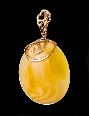 Нежный кулон из золота и натурального светло-медового янтаря «Версаль», 707206375