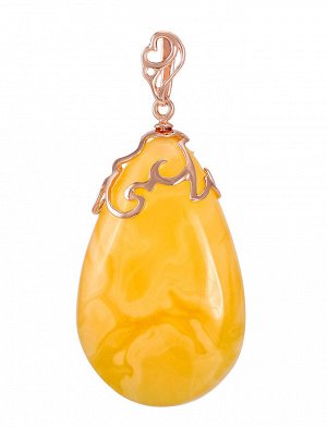Элегантный золотой кулон с натуральным янтарём медового цвета «Версаль»