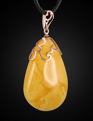 Элегантный золотой кулон с натуральным янтарём медового цвета «Версаль», 707212195