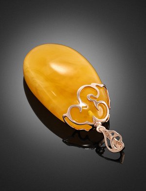 Удлинённый кулон из натурального янтаря медового цвета и золота «Версаль», 707212200