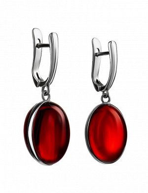 Потрясающие объёмные серьги из серебра и ярко-красного янтаря «Годжи», 906506212