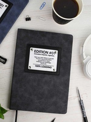 Записная книжка ESCALADA, формат А5+, 96 л., твёрдый переплёт, искусственная кожа "Канвас экстра", аппликация из искусственной кожи, аппликация из ПВХ, металлические клёпки, шелкография в одну краску