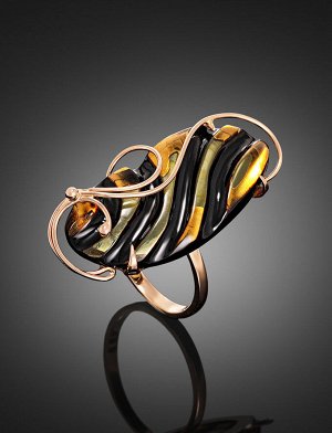 Необычное кольцо из янтаря и золота 585 пробы «Электра», 806210365