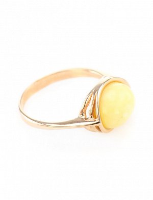 Нежное кольцо из золота с натуральным балтийским янтарём молочно-медового цвета «Амиго», 606406472