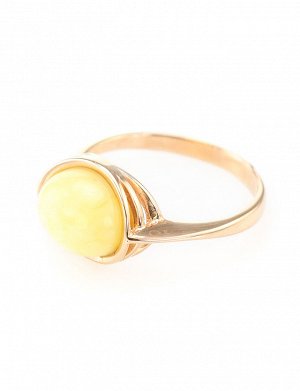 Нежное кольцо из золота с натуральным балтийским янтарём молочно-медового цвета «Амиго», 606406472
