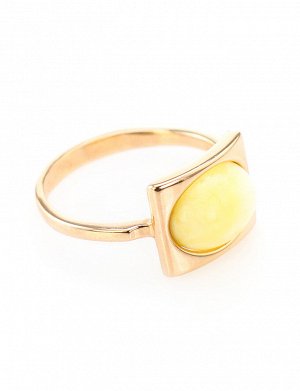 Стильное золотое кольцо со вставкой из натурального медового янтаря «Эллипс», 606206467