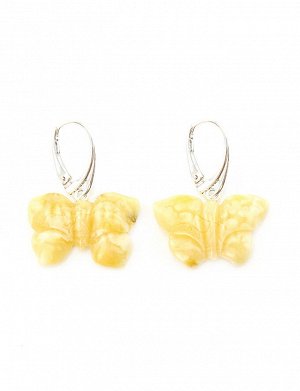 Серьги из натурального цельного медового янтаря «Бабочки», 5065108039