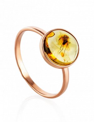 Уникальное кольцо «Клио» из золота с натуральным балтийским янтарём с инклюзом насекомого, 906209357