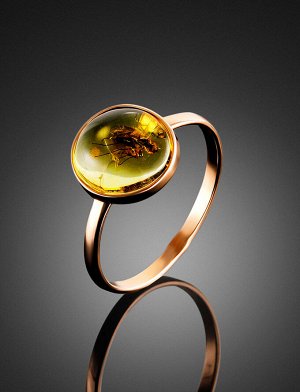 Уникальное кольцо «Клио» из золота с натуральным балтийским янтарём с инклюзом насекомого, 906209357