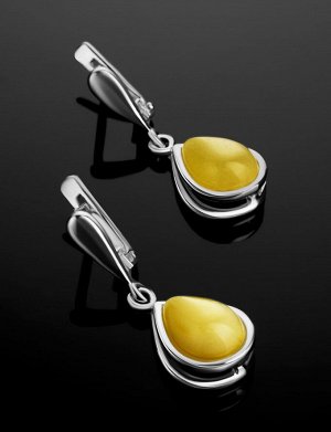 Небольшие серьги «Фиори» из серебра с медовым янтарём, 606510213
