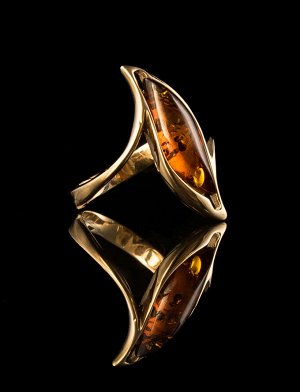 Золотое кольцо «Капелла» со вставкой коньячного янтаря, 5064212477
