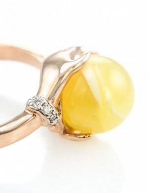 Роскошное кольцо «Объятия» из золота с натуральным янтарём и 6 бриллиантами, 606211203