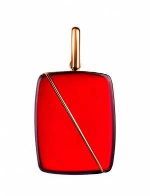 Прямоугольный кулон из золота и необычного ярко-красного янтаря «Сангрил», 907210023