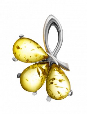 Изящный серебряный кулон с натуральным янтарём лимонного цвета «Одуванчик», 601702390