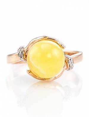 Роскошное кольцо «Объятия» из золота с натуральным янтарём и 6 бриллиантами, 606211203