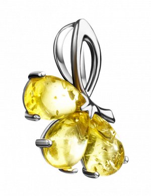 Изящный серебряный кулон с натуральным янтарём лимонного цвета «Одуванчик», 601702390