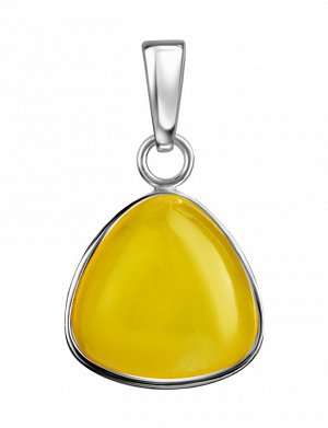 Треугольная подвеска с натуральным цельным янтарём медового цвета «Дельта», 901701106