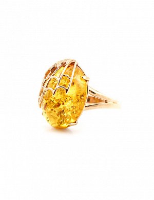 Кольцо из золота со вставкой из натурального янтаря «Паутинка», 706205138