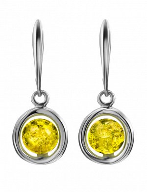 Очаровательные серьги из серебра и натурального лимонного янтаря «Валенсия», 906507074