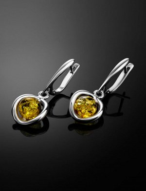 Очаровательные серьги из серебра и натурального лимонного янтаря «Валенсия», 906507074