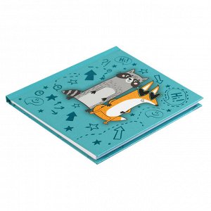Блокноты "Notebook", 105х105 мм, 48 л, арт. 70124 ЕНОТ И ЛИСА / Блок - белый офсет 65 г/м², дизайнерский блок(точка), твёрдый переплёт 7БЦ, тиснение фольгой, глянцевая ламинация/