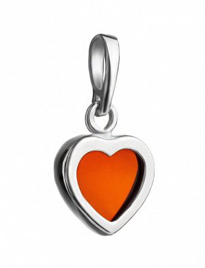 Миниатюрный кулон в форме сердца из серебра и вишнёвого янтаря, 905408640
