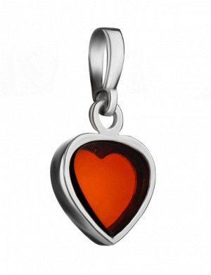 Миниатюрный кулон в форме сердца из серебра и вишнёвого янтаря, 905408640