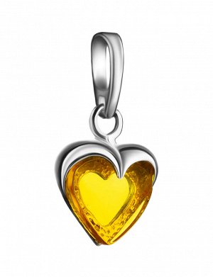 Кулон-сердце из серебра и натурального янтаря лимонного цвета, 905408642