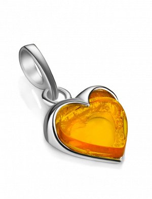 Кулон-сердце из серебра и натурального янтаря лимонного цвета, 905408642