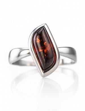 Изящное кольцо из серебра со вставкой из натурального балтийского янтаря вишнёвого цвета «Тильда», 606306128