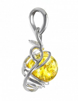 Ажурный серебряный кулон с натуральным балтийским лимонным янтарём «Валенсия», 601704195