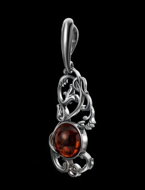 Изящный кулон из серебра и натурального вишнёвого янтаря «Кордова», 701711056