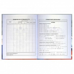 Дневник российского школьника, А5+, 48 л, интегральный переплёт, конгрев, выборочный УФ-лак, матовая ламинация