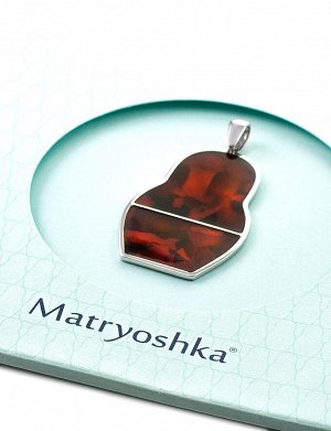 Оригинальная подвеска из серебра с балтийским янтарём Matryoshka®, 701704047