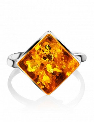 Необычное серебряное кольцо, украшенное лимонным янтарём «Рафинад», 906306026